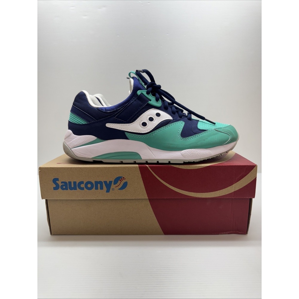 Saucony Grid 9000 Mens Size 10.5 Mint Green Navy Blue Sneaker (S70077-42)